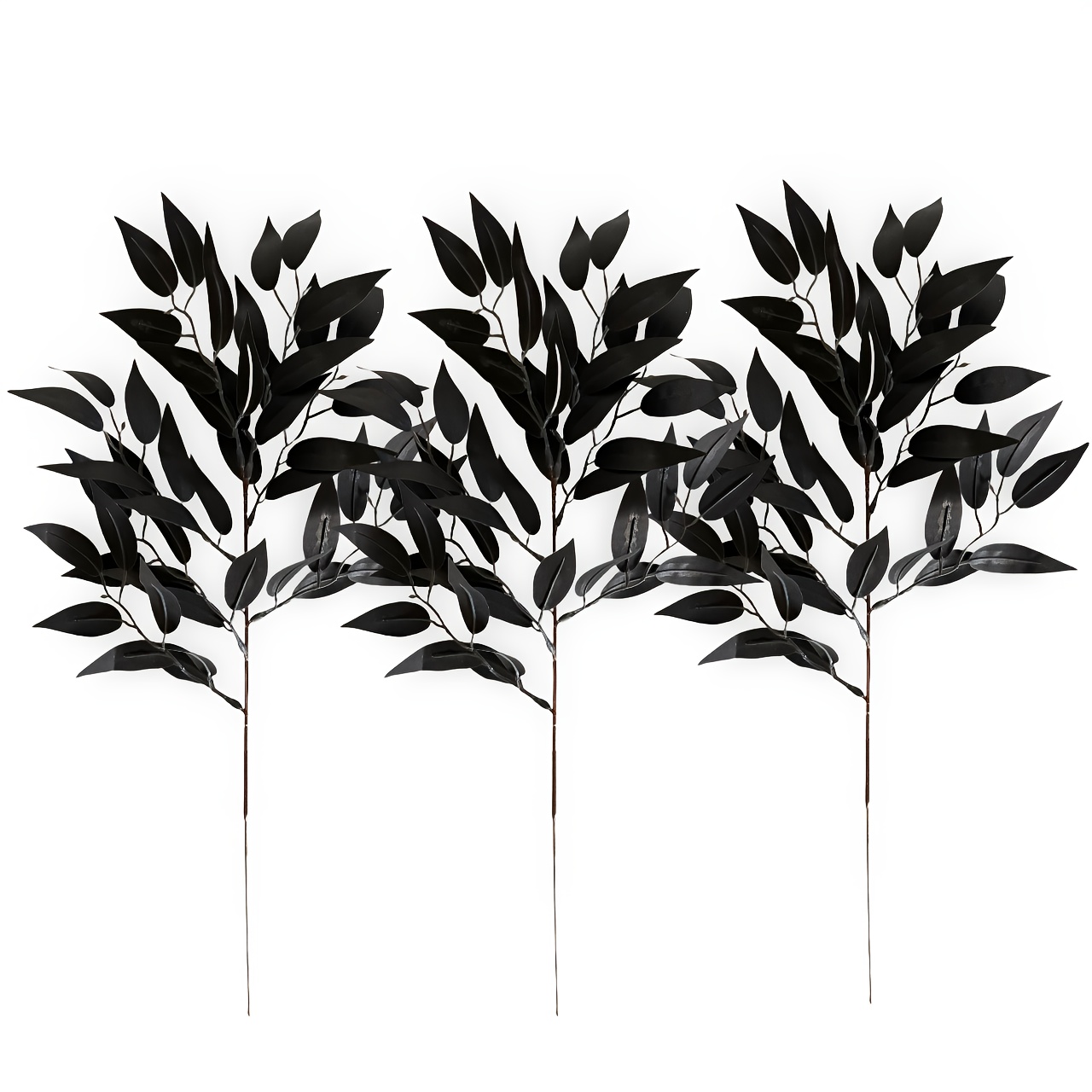 TEMU 1/3pcs Artificial Eucalyptus Leaves, Plastic Black Eucalyptus Stems, Fake Leaf Branches For Home Decoration