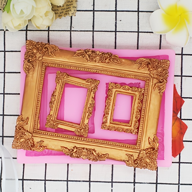 European Vintage Photo Frame Silicone Mold, Resin Plaster Clay Mold