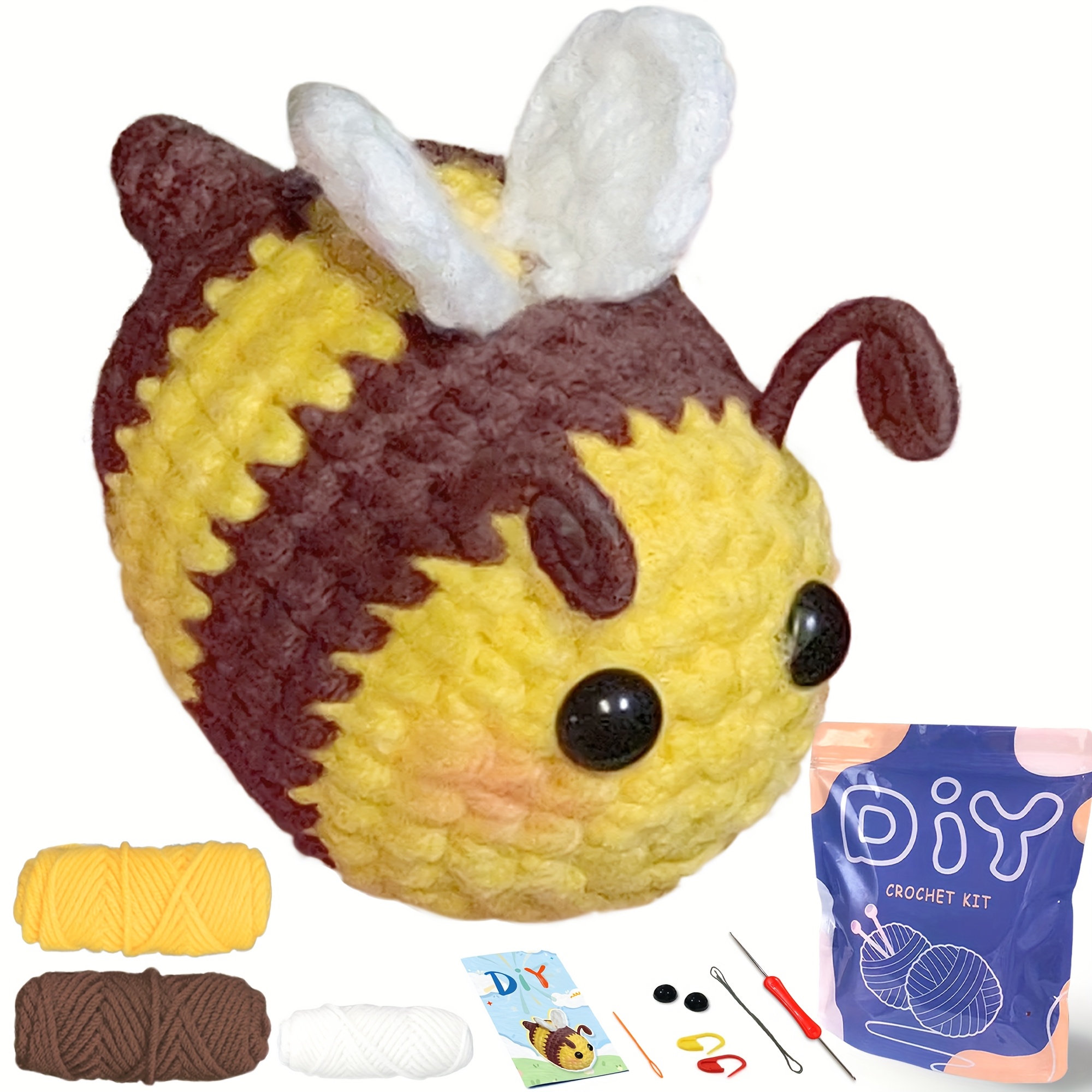 

Beginner Crochet Kit - Make 2 Adorable Bees | Complete Diy Craft Set With Yarn, Hooks & Instructions | Adults & Gifts