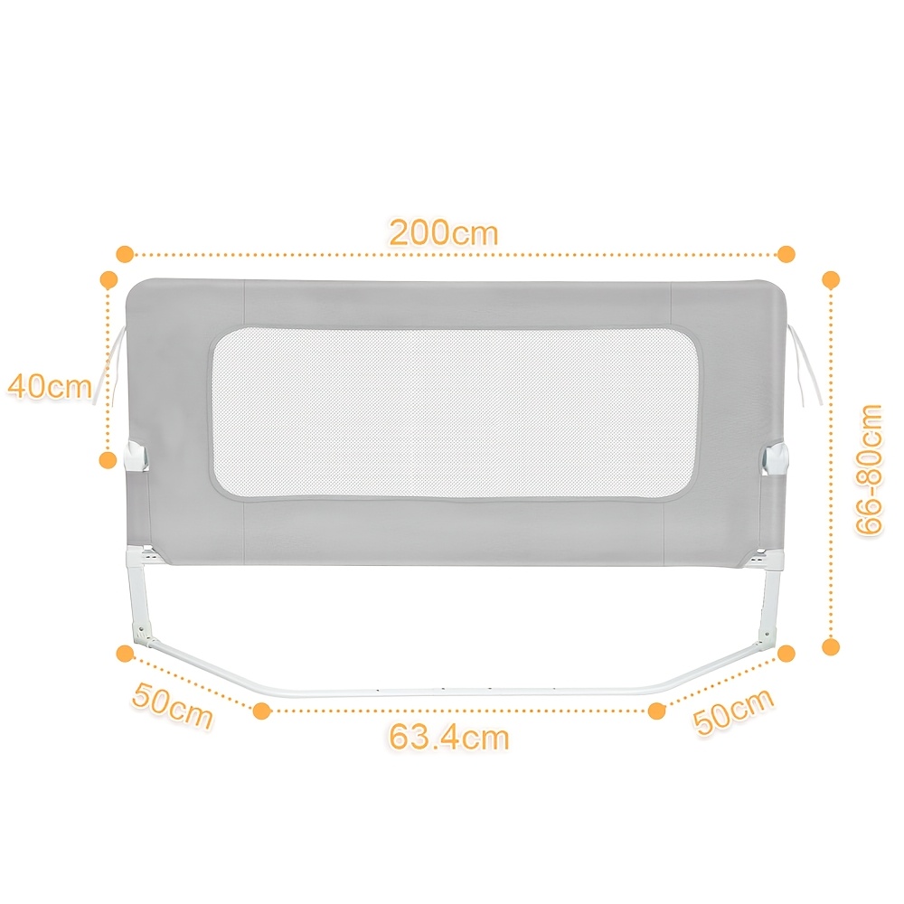 1 Pack 200cm Safety Bed Rails For Elderly Adults, Upgraded Heavy Duty Bed Rail, With Base, Setup, Fits Twin To Queen Size Bed (grey)