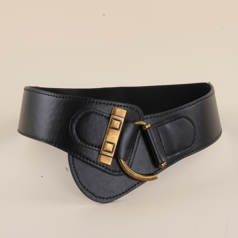 Elegant Wide Elastic Belt With Metal - Suitable For Dresses, Coats And Suits. Casual To Vintage Style, Belt, Lightweight Design