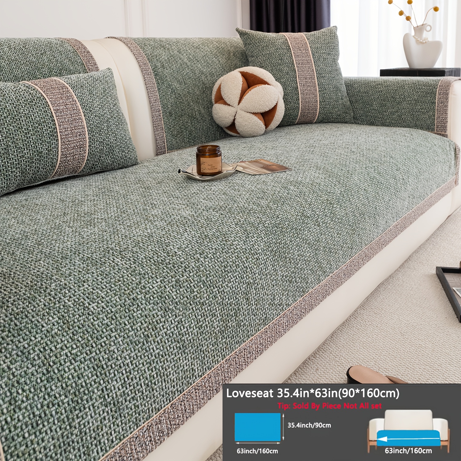 TEMU 1 pièce de housse de canapé rétro en chenille antidérapante, adaptée à toutes , coussin de canapé et durable, artisanat, adaptée aux animaux