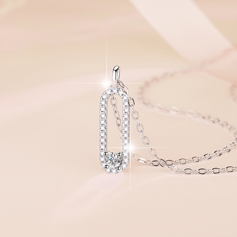 BINALOVE 1CT Moissanite Pendant Necklace S925 Sterling Silver December Birthst