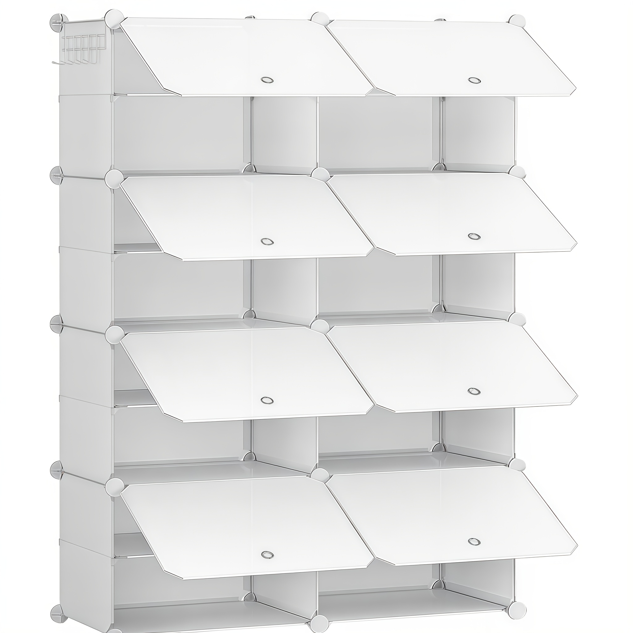 Image of Shoe Rack, Plastic Shoe Cabinet, 8-grid Modular Storage Rack, Each Grid Size 30 X 40 X 30 Cm, With Door, , Plastic Panel, White