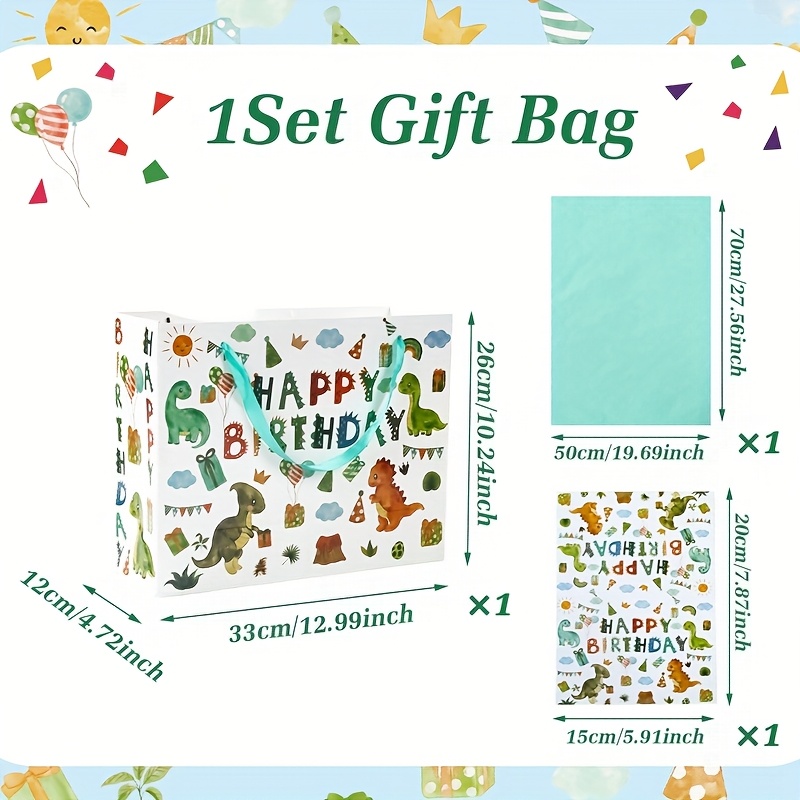 Image of 1 Set, Dinosaur Birthday Gift Bag, Happy Birthday Gift Bag, Gift Packaging Bag, Dinosaur Theme Party Decoration, Happy Birthday Party Decoration, Baby Shower Party Supplies, Party Gifts