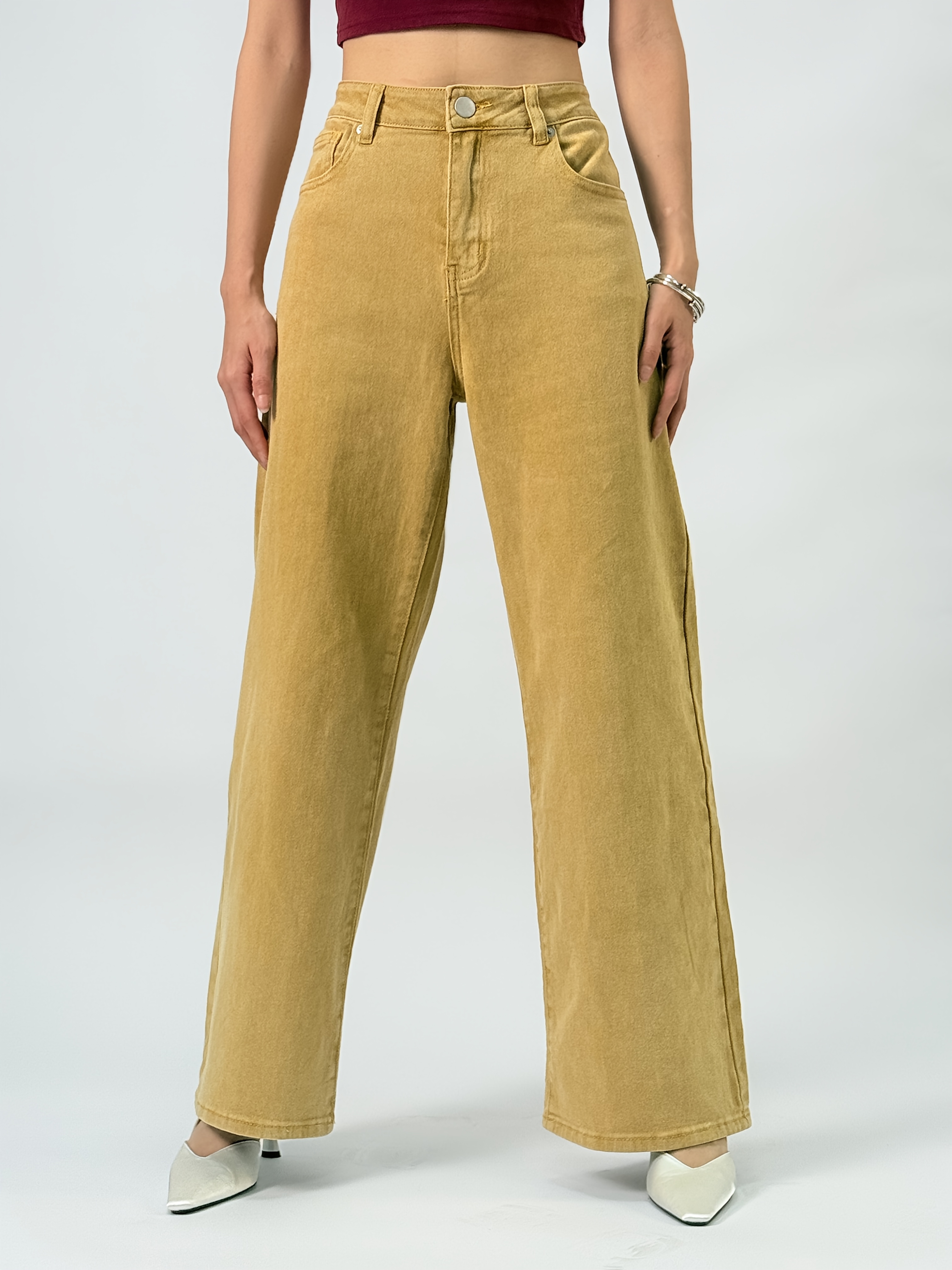 yellow jeans sold on Temu Canada
