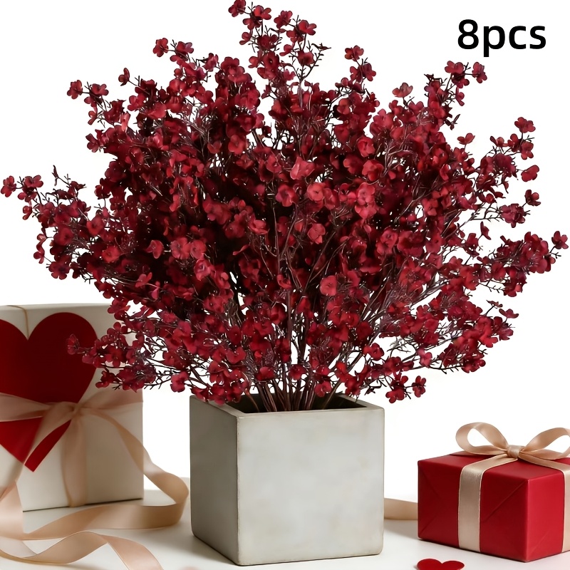 Image of 768 Wine Red Starry Simulation Flowers, Perfect For Home, Outdoor Spaces, Living Rooms, Hotels, Gardens, Wedding Decor, Valentine's Day Celebrations, Anniversary Events, Christmas, And Festive Parties