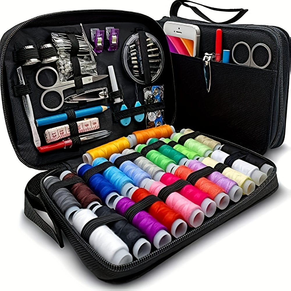 

A Multifunctional Portable Sewing Tool Kit - Sewing And Repair Set With Wires, Needles, Scissors, Buttons, And Accessories - Mixing