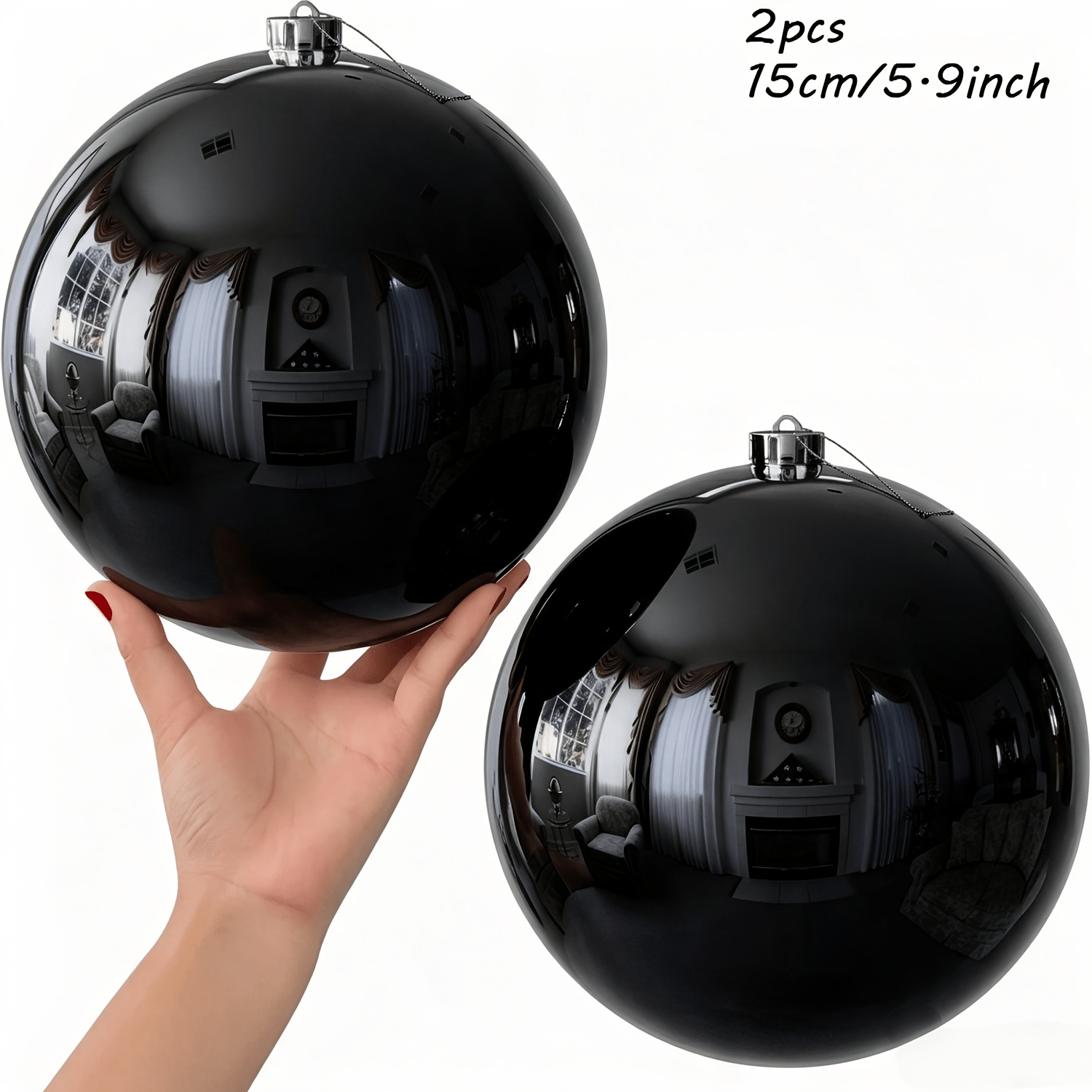 TEMU 2pcs, 15cm Oversized Plastic Christmas Balls, Suitable For Outdoor Christmas Tree Decorations At Holiday Parties (black) (random Delivery Of
