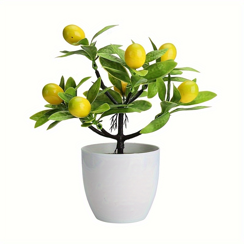 

1pc Artificial Yellow Lemon Potted Plant, Faux Fruit Decorative Bonsai, Used For Birthday, Full Moon, Travel Commemorative, Graduation And More