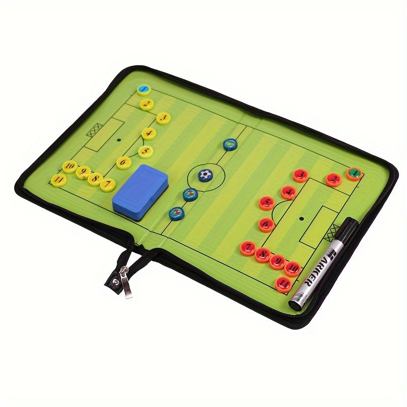 

1set, Two-fold Zipper Football Board, Portable Folding Magnetic Pu Leather Strategy Board