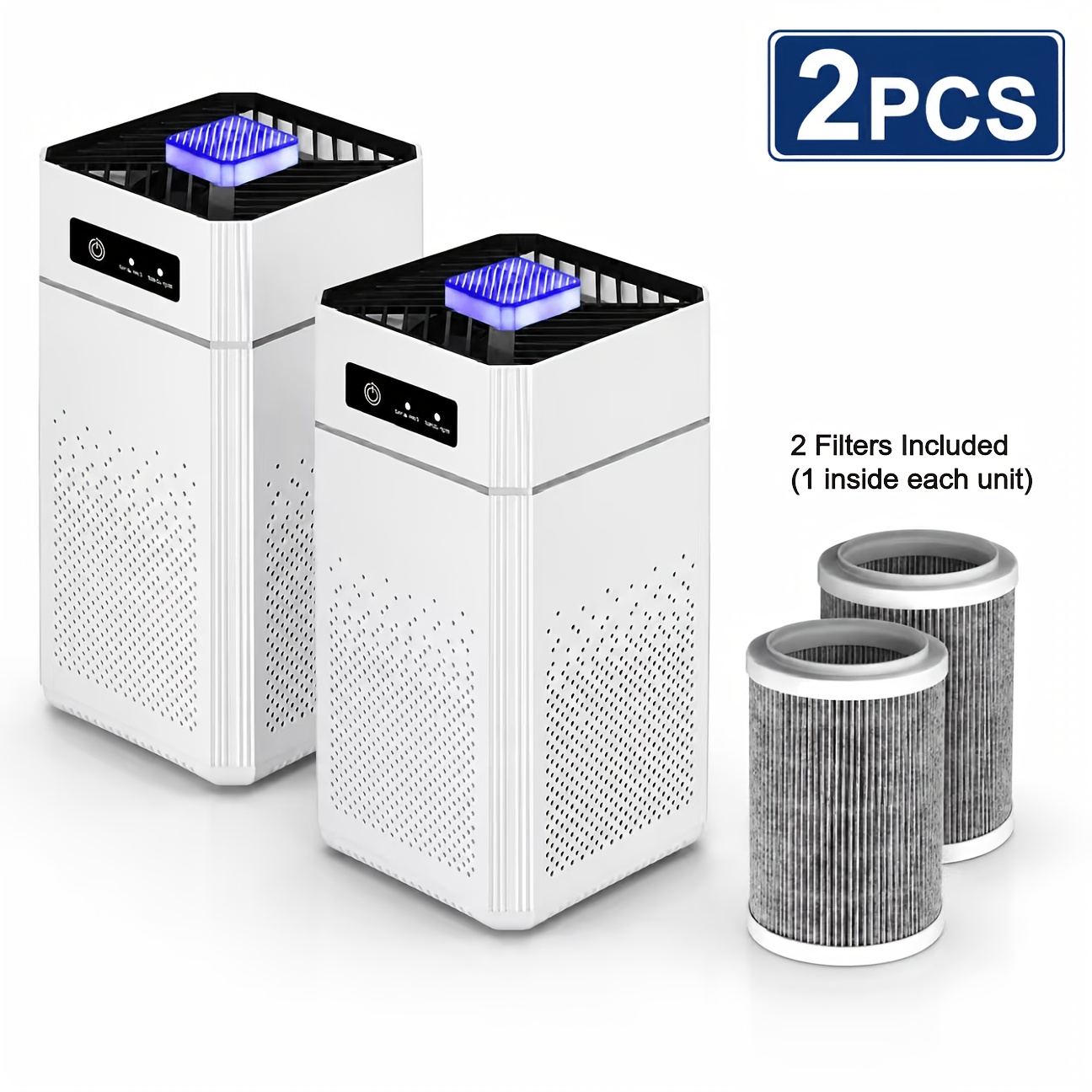 TEMU 2pcs Purificateur d'air portable à ions , 2pcs Filtres à , Câble de chargement USB, Élimine les odeurs et la poussière, Purificateur d' d'air