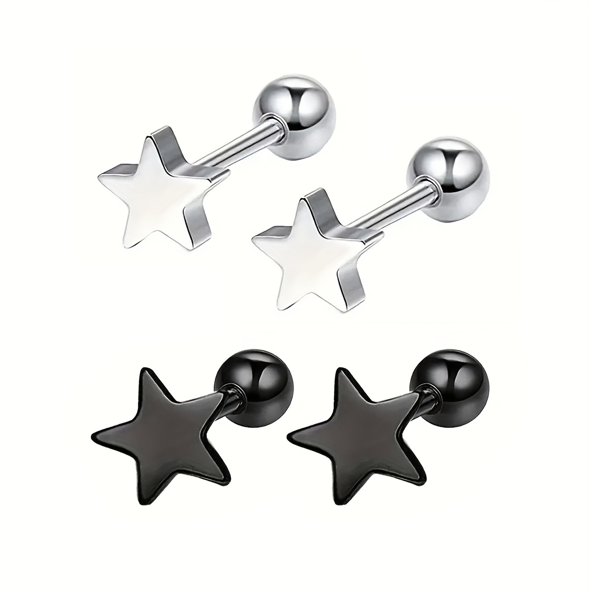 18K Golden Plated Twisted Round Ball Star Earrings