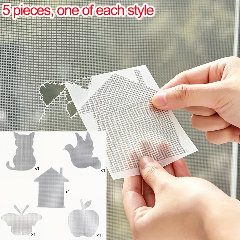 TEMU Set da 5 toppe a forma di animali e case per riparare porte e finestre. Questo nastro per zanzariera impermeabile 癡 facile da e pu簷 riparare