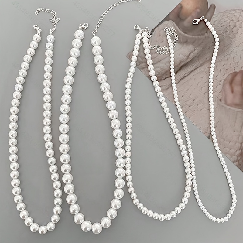 Vintage Pearl Choker Necklace For Women – Adjustable Imitation Pearl Layered Chain, Elegant Party Jewelry Gift - View #4