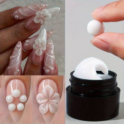 5ml milky white 3d sculpting gel nail polish non stick hand extension gel solid builder carving jelly for manicure winter nail extensions flower shaping modeling nail art supplies nail charms