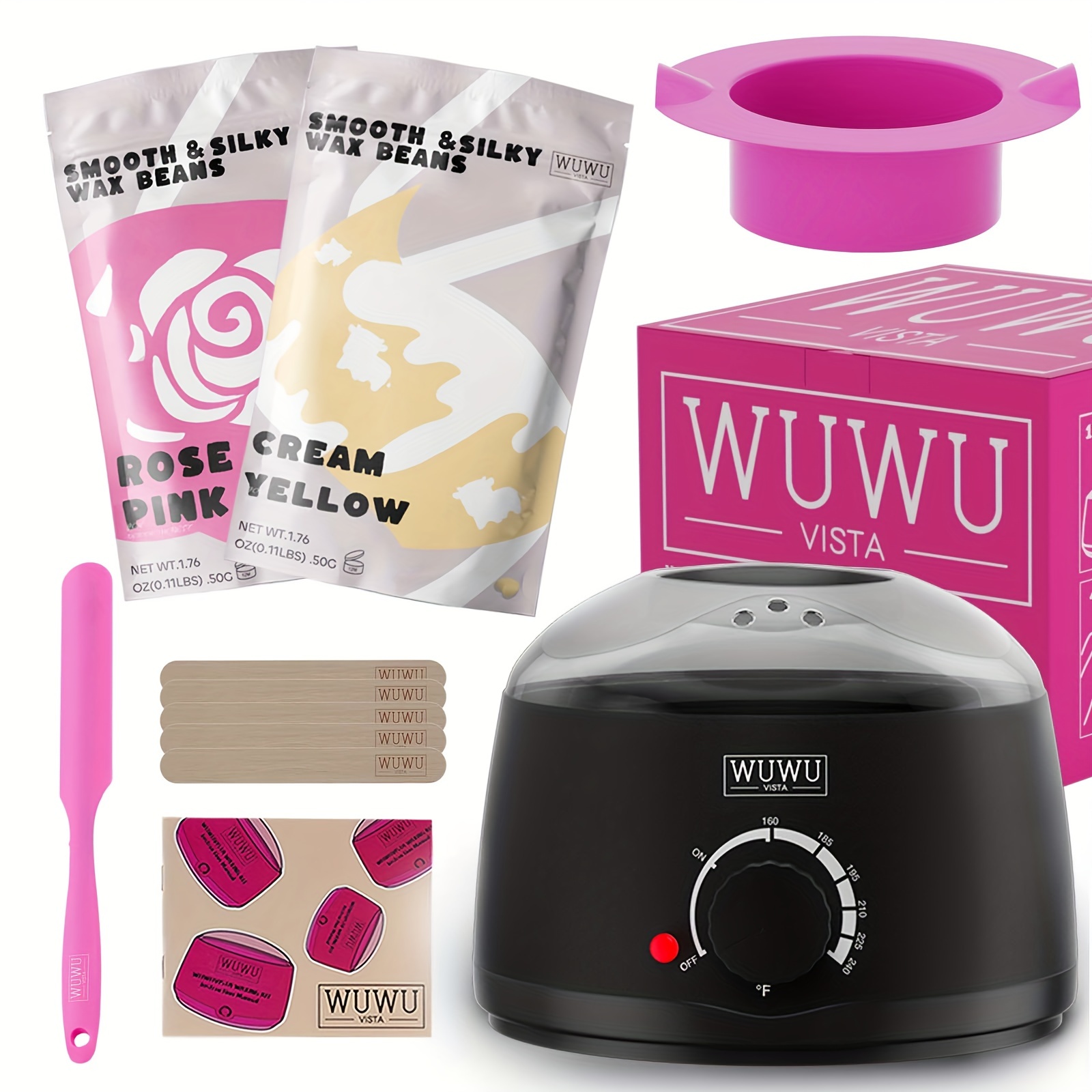 Image of Waxing Kit 11 Items | Mother's Day Gifts, Wuwuvista Hair Removal Hard Wax Kit Gifts For Women/men/teens/wife/ With Wax Machine & Wax Beads For Full Body, Face, Brazilian, Bikini