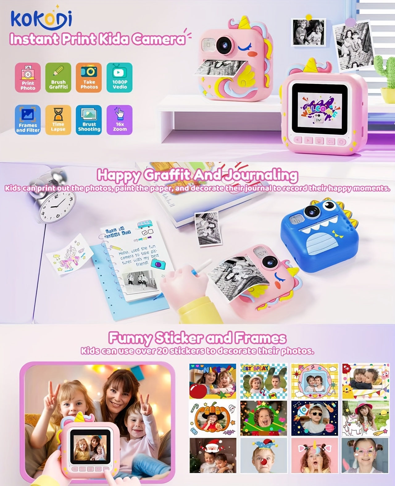 KIKAPABI Kids Camera with 1080P 2.4