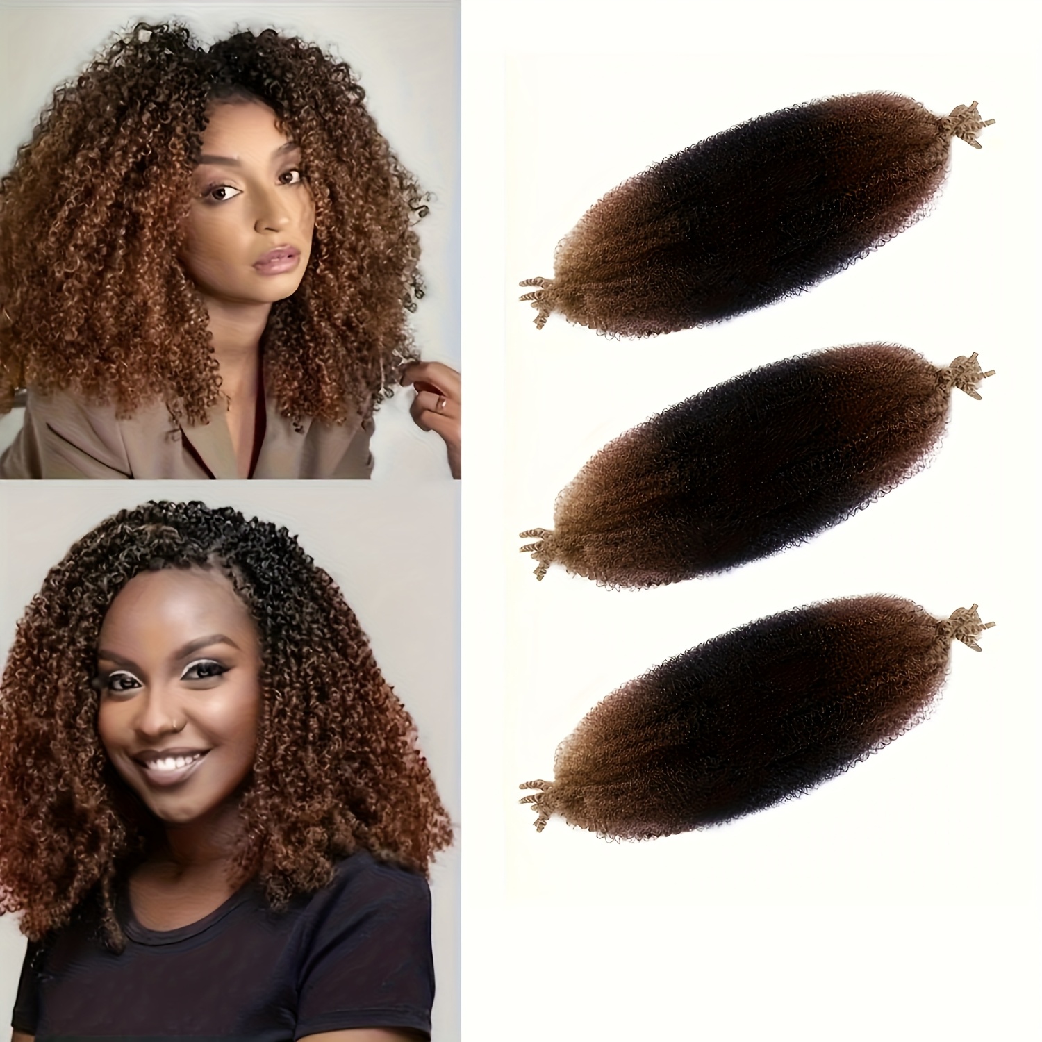 E-shop 3er-Pack Twist Flecht-Haar, 8 Zoll vorgefügte federnde Afro-Twist-Haare, Kinky-Twist-Häkelhaar-Zöpfe für Distressed Soft Locs, Spring-Twist-Haar