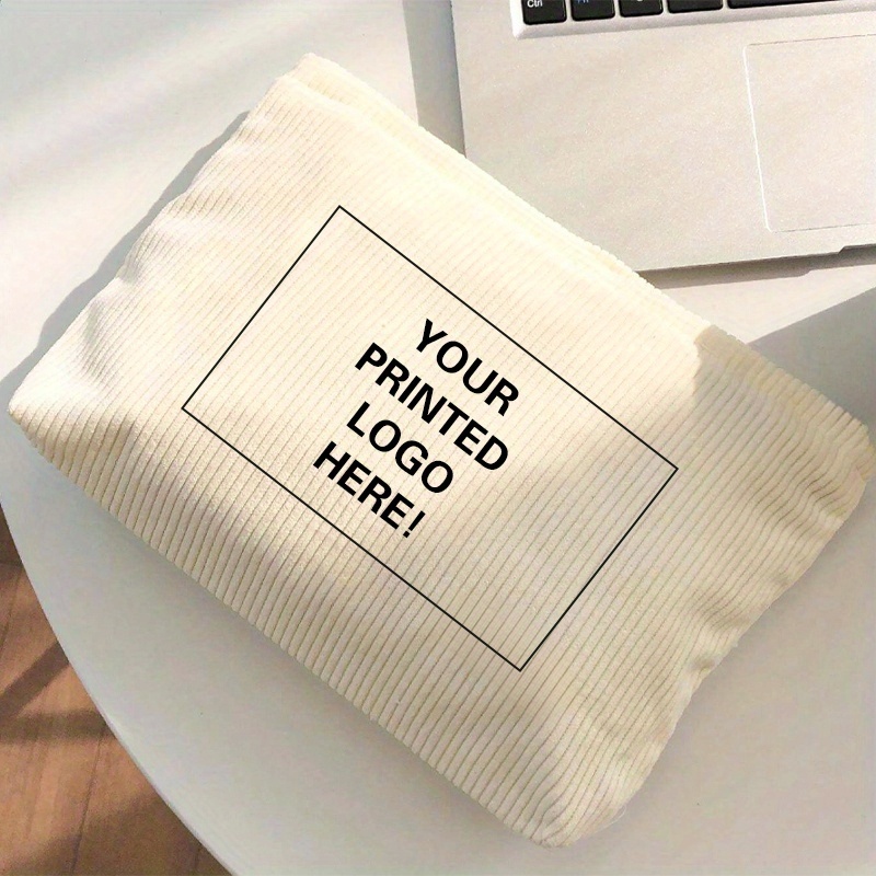 Image of Personalized Custom Photo Makeup Bag/toiletry Bag, Elegant Zipper Closure Travel Toiletry Storage Bag, Suitable For , Or Lovers, Custom Pattern Text Diy Classic Corduroy Makeup Travel Bag