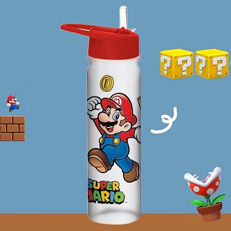 

1pc Bouteille d'eau en plastique BPA Super Mario avec paille, anti-fuite, légère, lavage à , ronde, pour , les sports de , le fitness, les , la randonnée, cadeau pour Noël, Pâques, Thanksgiving