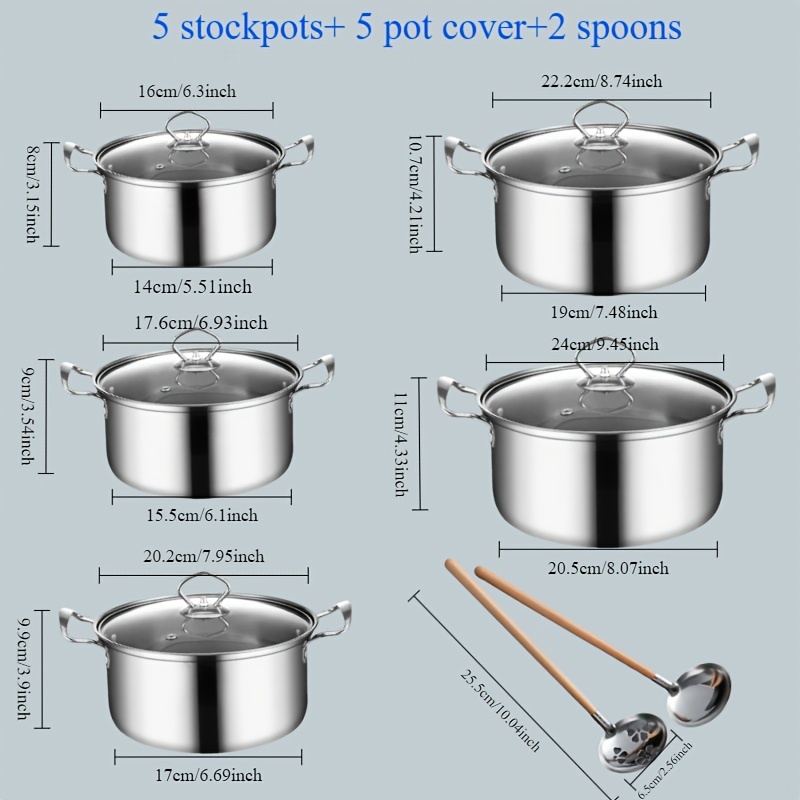 12pcs stainless steel pot set suitable for induction cooker and gas stove practical type details 3