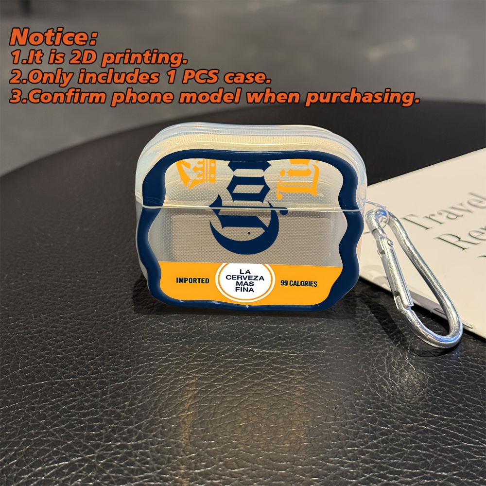 TEMU Trendy Popular Beer Designs 2d Printed Protective Case Cover For Airpods 1/2/3/4/pro/ Tpu Texture Anti-scratch Shockproof Earphone Charging Box