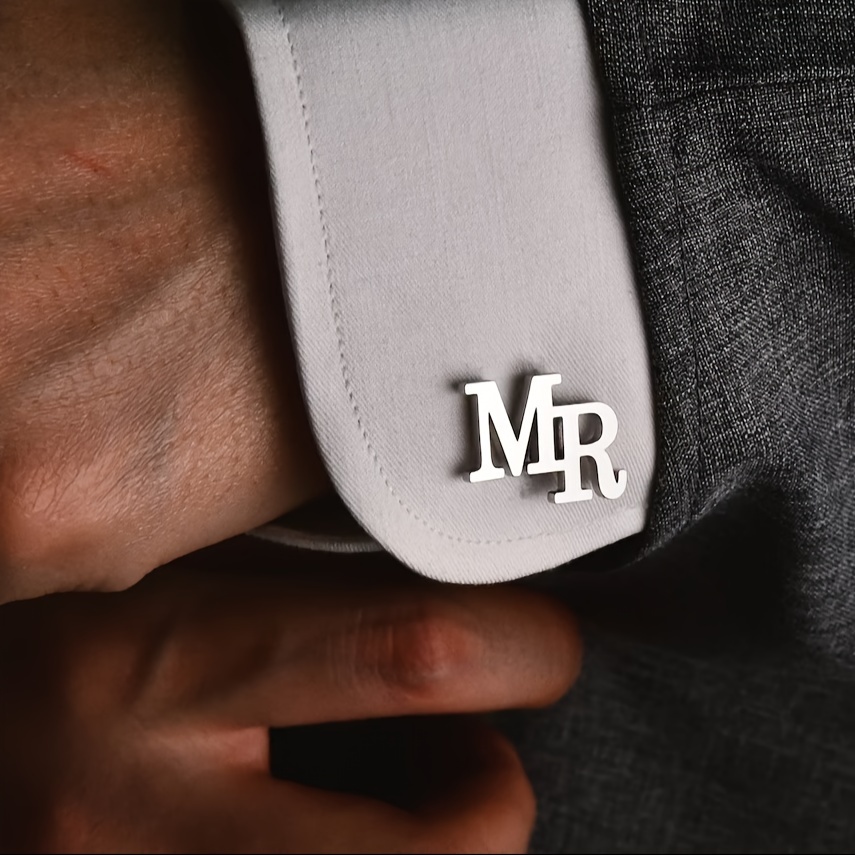 

Men's Custom Initial Cufflinks - Elegant Stainless Steel Monogram Pair For Suits, Perfect Gift For Dad, Husband, Or Son