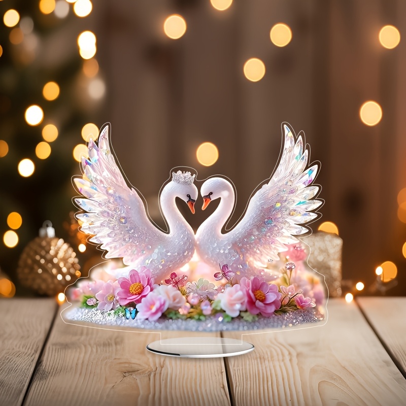 

2d Flat, 1pc 2d Flat Acrylic Bohemian Style Acrylic Swan Desktop Decoration - Multifunctional Bohemian 2d Flat Ornament, Suitable For Home, Office, Coffee Shop Display