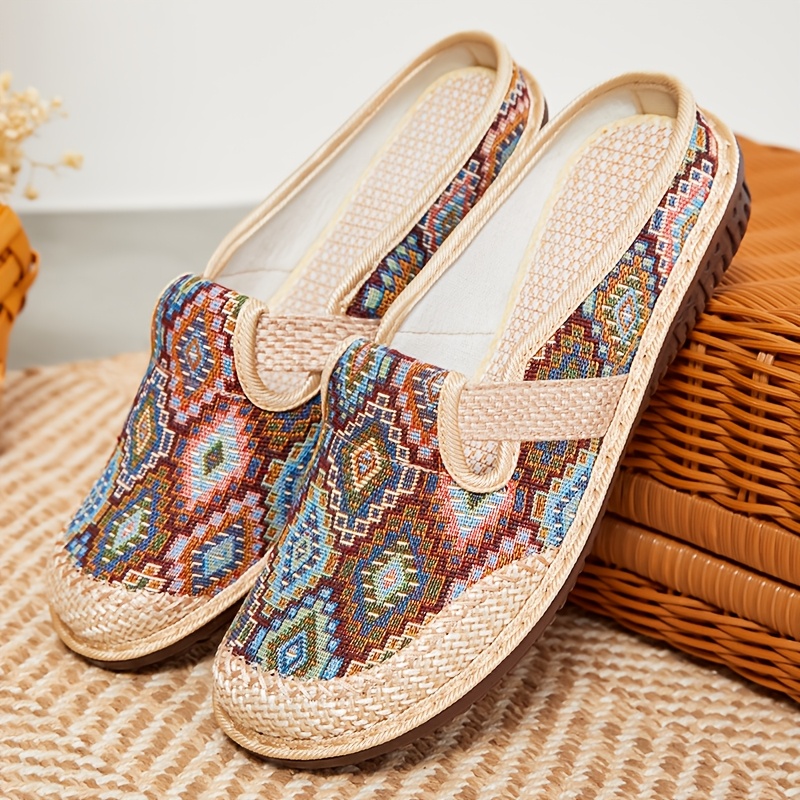 Women's Casual Slip-On Flats, Breathable Fabric Upper with Rubber Sole, All-Season Comfort Shoes with Plain Toe Design, Breathable Flats|Patterned Slipon Loafers|Durable Comfort Shoes
