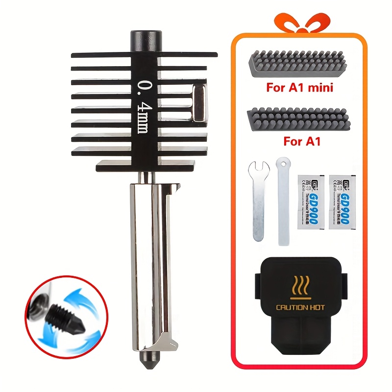 E-shop MUALPHA Hotend-Kit für A1/A1 mini – 0,2/0,4/0,6/0,8 mm Düsen-Upgrade, kompatibel mit A1/A1 Mini 3D-Drucker-Extruder, einfache Installation –