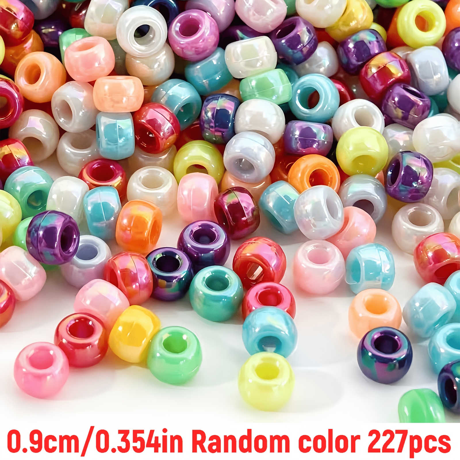 TEMU 127pcs/227pcs Qywctz Ab-plated Large & Small Pony Beads Suitable For Making, Ab Coated Plastic Beads With Iridescent, Random Mixed Colors For