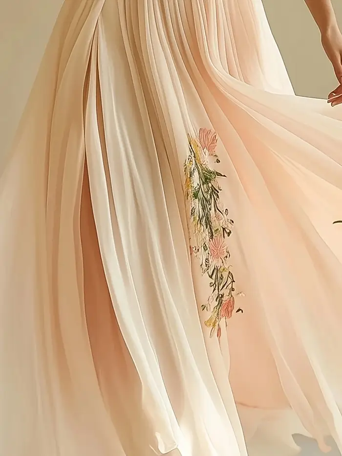 womens elegant floral print v neck maxi dress flowy a line formal casual gown soft pattern lightweight summer wedding party vacation outfit elegant evening dresses for women dresses for wedding guest vacation wear shimmering texture stylish women material adult women Product details 2
