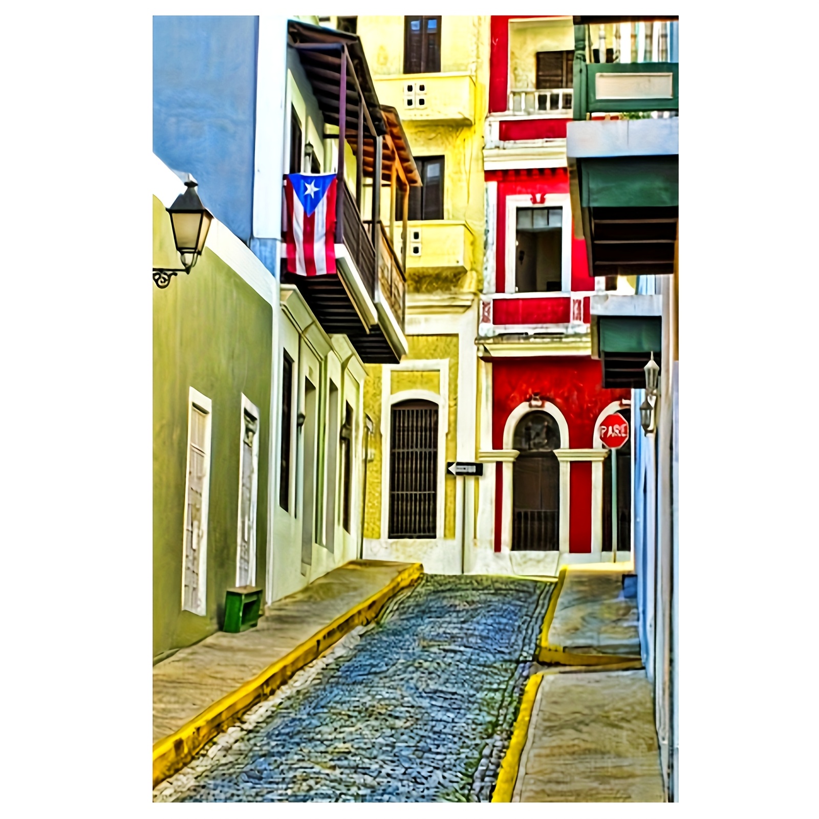 TEMU 1pc Vibrant Old Puerto Canvas Wall Art - Frameless Waterproof Print, 12x18 Inch, & Detailed Artwork, Decor For Living Room, Office, Or -, Canvas