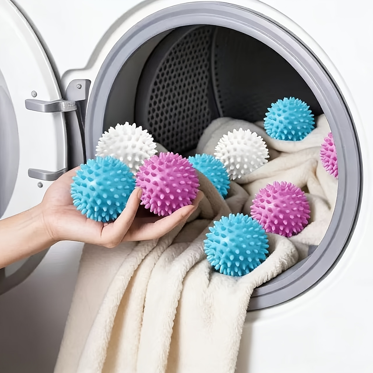 7 Bolas de Limpieza Reutilizables para Lavadora | Elimina Pelo, Suaviza la Ropa, Previene Nudos, Reduce las Arrugas, Adecuado para Limpieza de Lavandería Comercial y Doméstica
