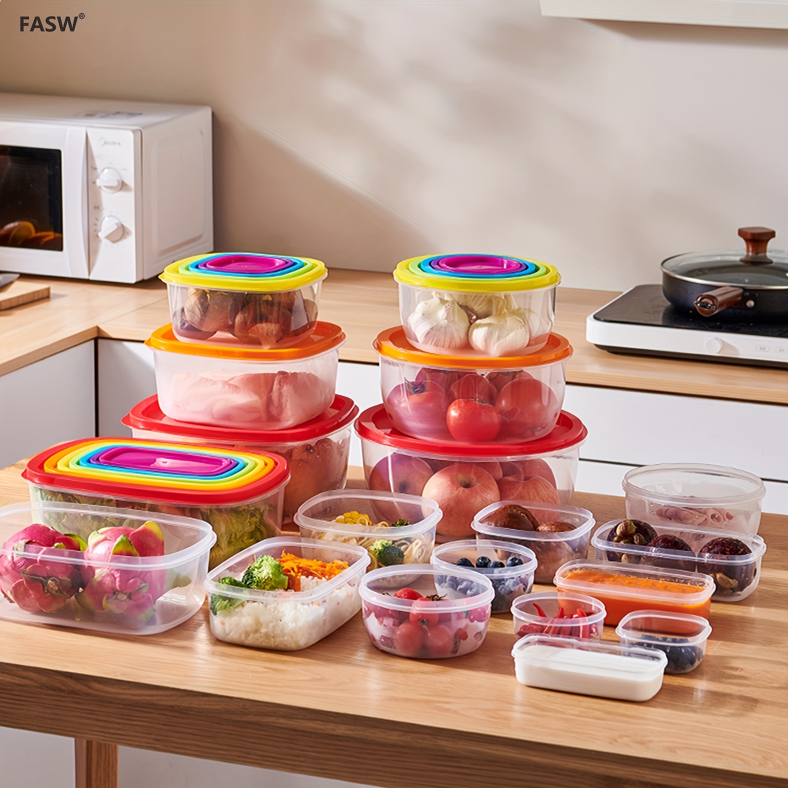 7pcs set 7 lids 7 boxes crisper multi purpose square - Temu