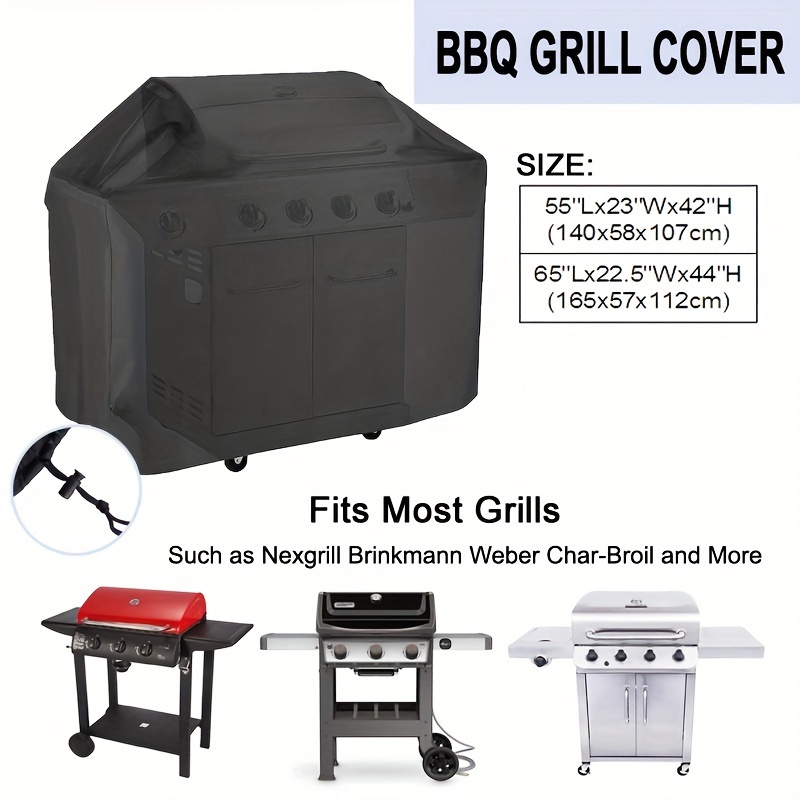 

Waterproof Bbq Grill Cover With Drawstring - Weather Resistant, Fits Nexgrill, Brinkmann, Weber, & More - 2 Sizes Available