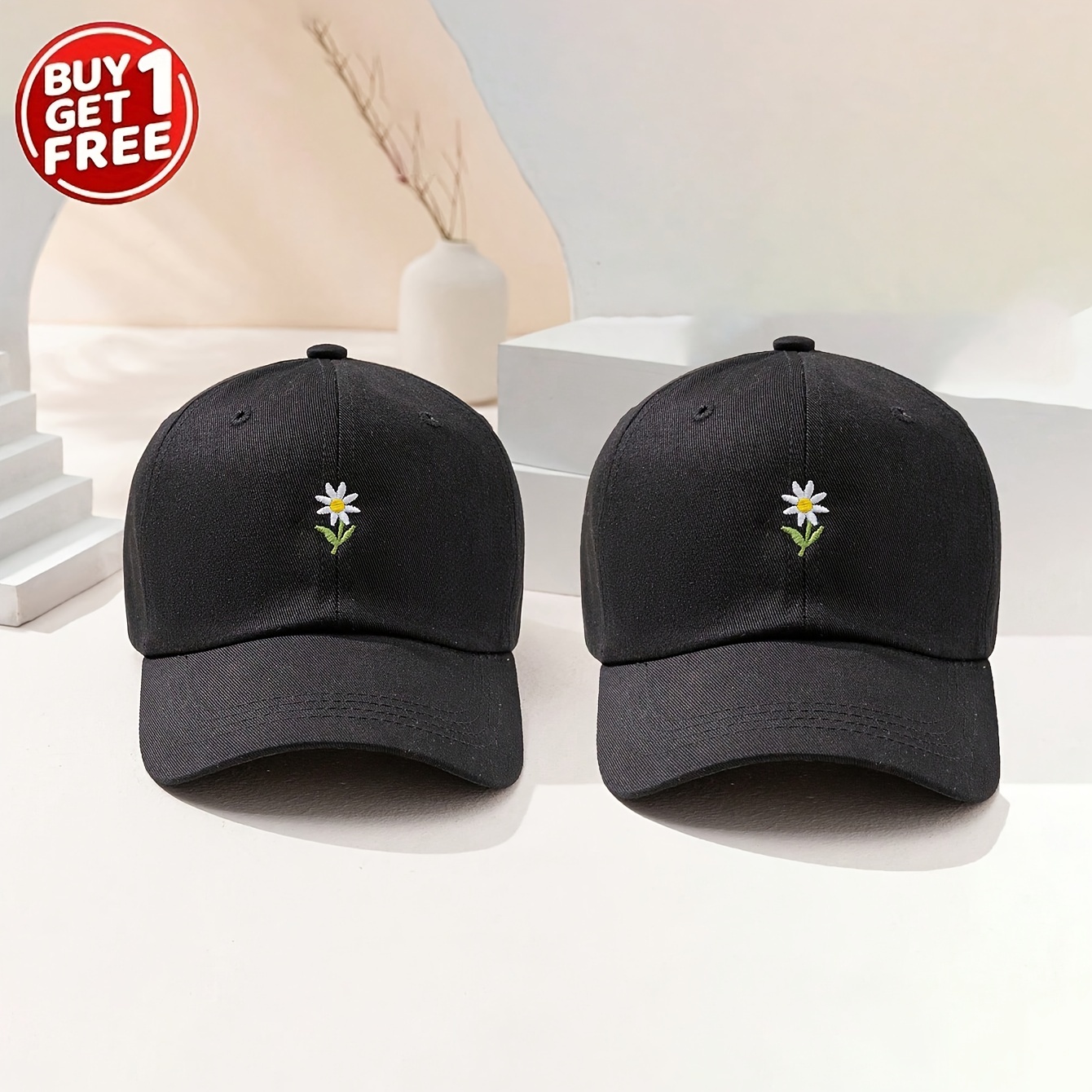 

Casquette de Baseball Brodée à Fleurs - Respirante, Ajustable pour le Golf & Protection Solaire - Chapeau Dad à Visière et Élégant pour Couples