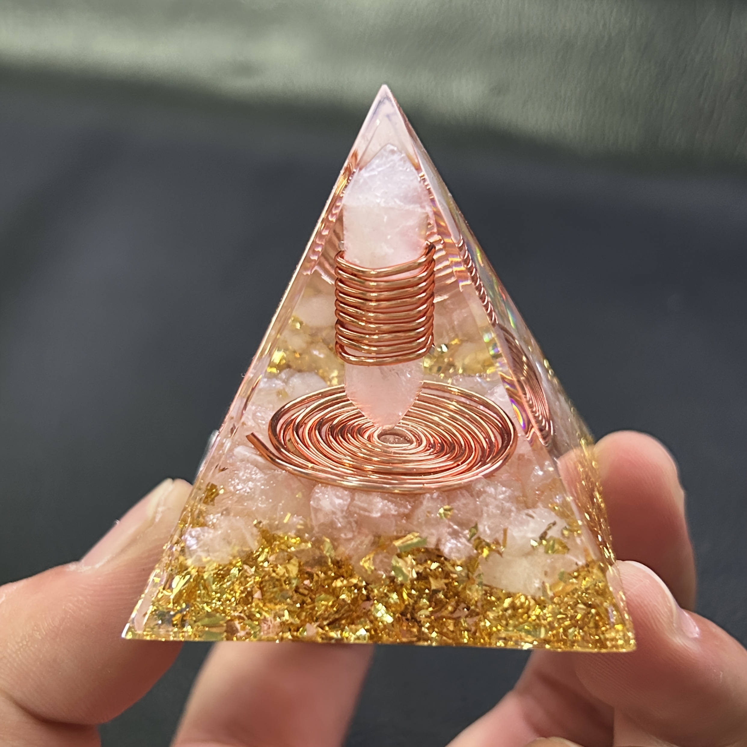 E-shop 1 Stück Rosenquarz Orgonit Doppelendiger Turm-Pyramide, Ideal für die Wohnungsdekoration Geschenk für Freunde Familie