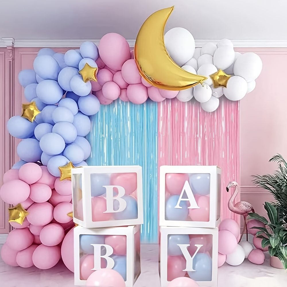 TEMU 4pcs Transparent Balloon Box 9.8in For Gender Reveal Birthday, Wedding Shower Decoration (white, Black) Halloween Christmas