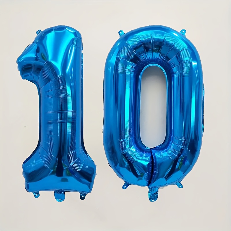 Image of 2pcs/set, Giant 32- Number "10" Balloon - Perfect For Birthdays, Weddings, Anniversaries, And Themed Parties, Suitable For Celebrations And Decorations, Birthday Balloon For Christmas, Halloween