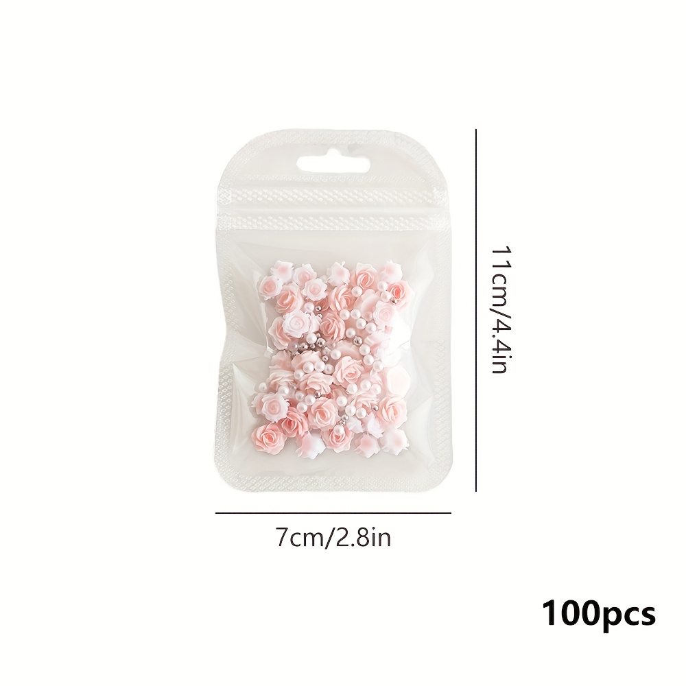 Image of 100pcs Luminous Flower Nail Art Charms, Flatback Resin Rose Nail Art Accessories For Nail Art Decoration, Nail Art Supplies