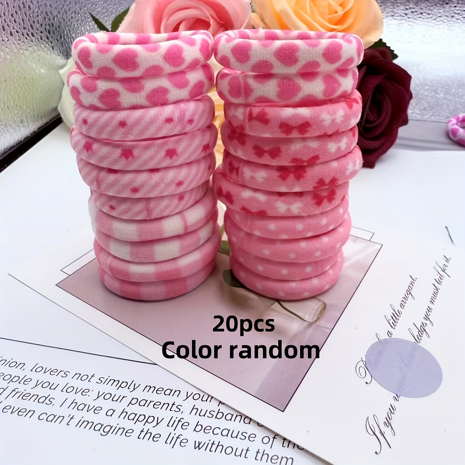 TEMU 10/20pcs Mini Scrunchies Set - Random Aesthetic Floral Prints Hair Ties For Women, Soft Non-damaging Hair Bands, Cute Small Elastics For Thin