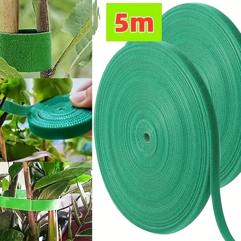 5 Meters/Roll Reusable Nylon Plant Tie - Green Garden Plant Bandage Cable Tie - Self-adhesive Plant Fastening Tape - Suitable for Plants, Gardens, Home - High-Quality, Durable and Easy to Use