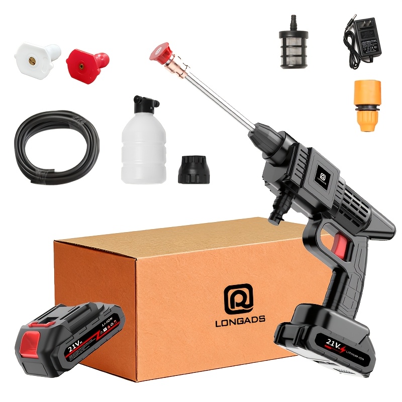high pressure line cleaning machine rechargeable battery battery powered suitable for cars yards driveways gardens green stainless   nozzle portable electric car washing tool