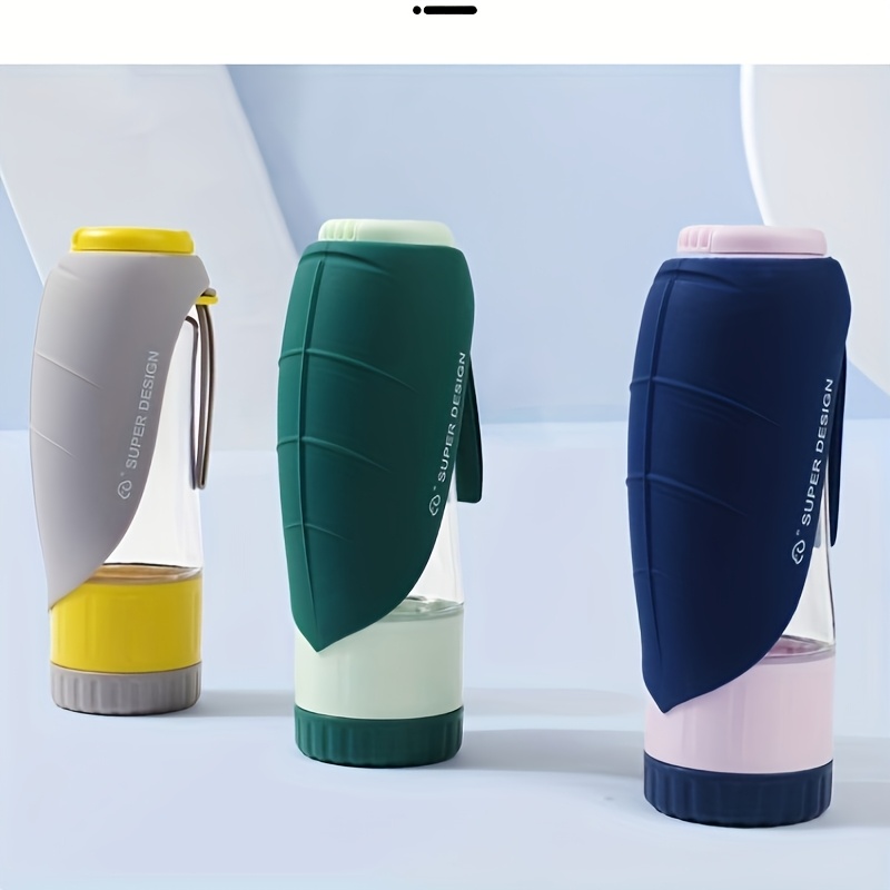 Gourde pour Chien de 12 oz à 2 Couches et Conteneur d'Aliments avec Dragonne, Distributeur d'Eau Portatif, Étanche, Lavable au Lave-Vaisselle et Détachable, Tasse d'Eau Pliable pour Chiots pour Promenades en Plein Air, Voyages, Randonnées Meilleurs Cadeaux pour Animaux