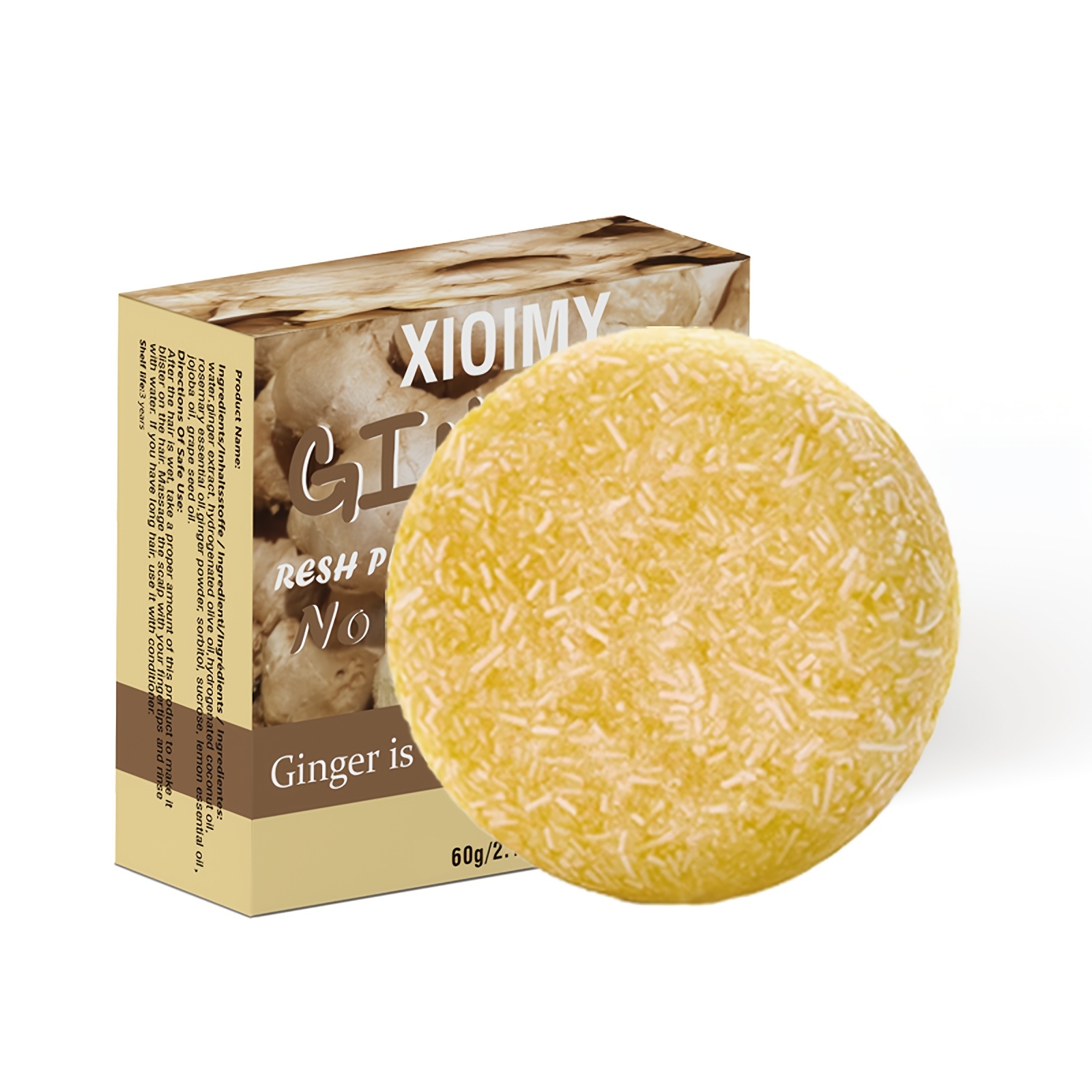Image of 2.116oz Ginger Shampoo Soap Makes Hair Smoother, Smoother, And More Shiny. It Moisturizes And Cleanses Hair, Rich In Ginger Ingredients