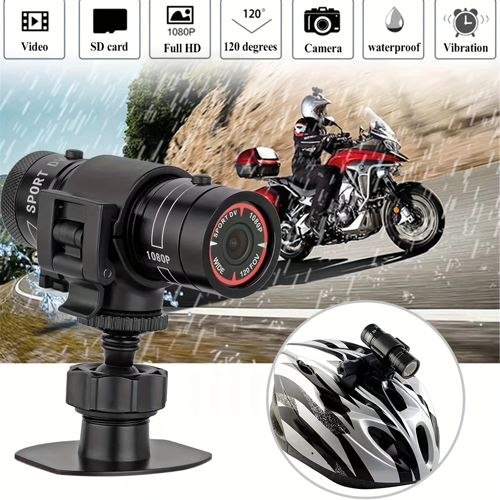 

1080p Full Waterproof Bike Car Camera With Mic, Mini Portable Video Camera, 120 Degree A+ Wide Angle Lens, Mini Sports For Outdoor Extreme