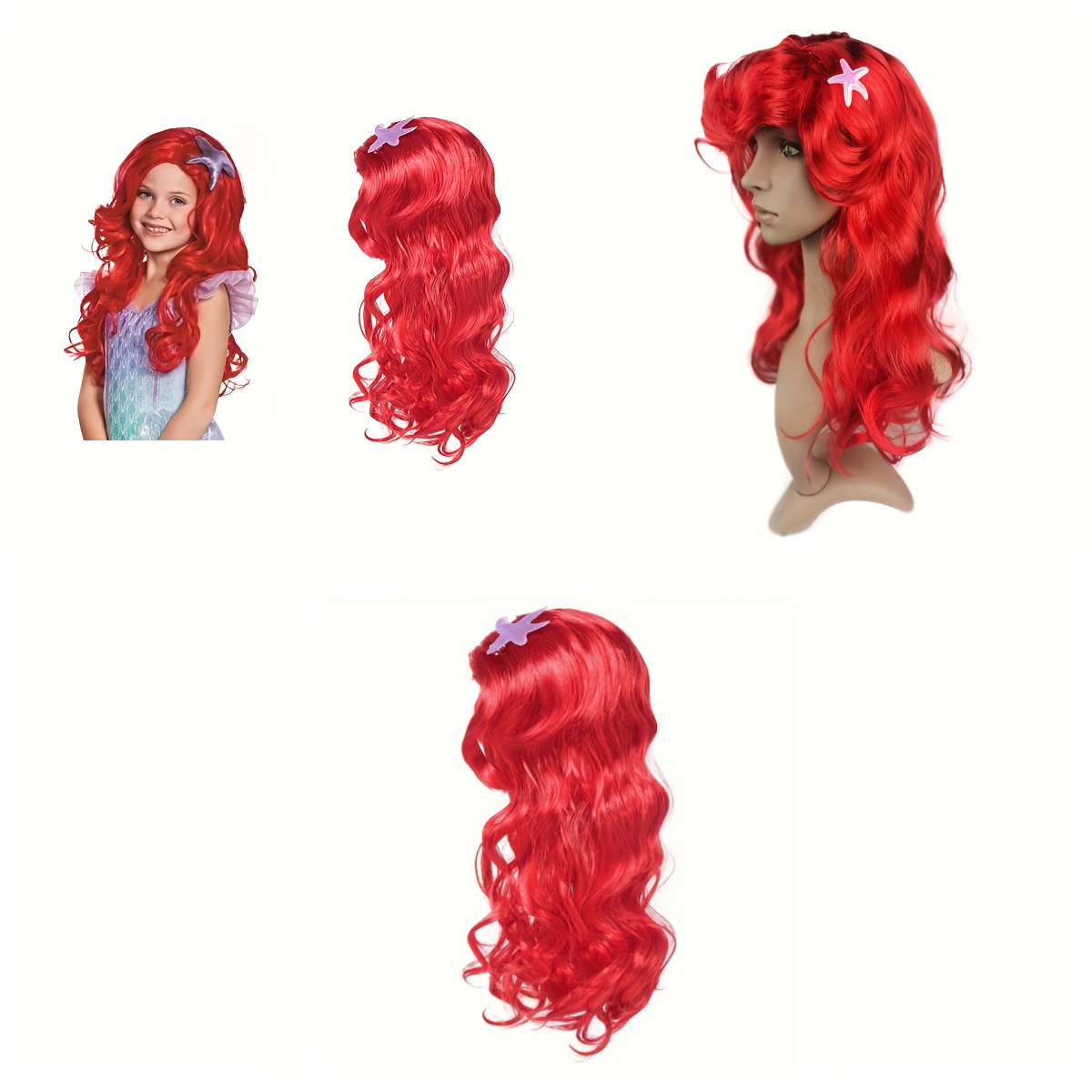 

Red Wig For Girls - Long Curly Cosplay Hair, Glueless Synthetic, Ideal Party Accessory & Gift