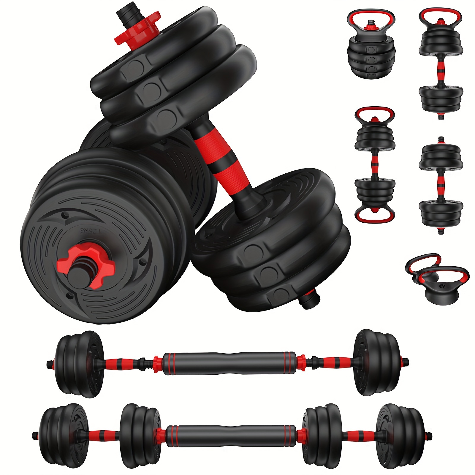Adjustable Dumbbell Barbell Weight Set 20kg 3 in 1